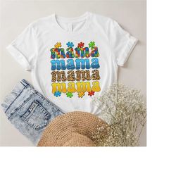 puzzle mama autism awareness shirt, autism mom shirt, autism puzzle shirt, autism acceptance, leopard mama shirt, autism