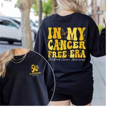 in my cancer free era shirt, childhood cancer awareness shirt, gold ribbon shirt, cancer survivor gift, cancer warrior s
