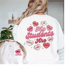 teacher valentine shirt, retro heart sweatshirt, women's valentines day sweatshirt, valentine gift for teacher, valentin