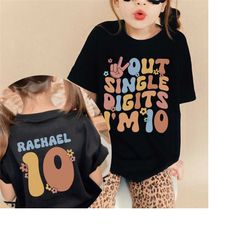 peace out single digits i'm 10 shirt, 10 year old birthday shirt, 10th birthday shirt, girls birthday tee, retro groovy