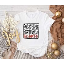 merry christmas shirt, christmas rudolph shirt, dasher dancer prancer shirt, womens rudolph outfit, reindeer names shirt