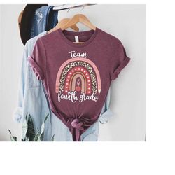 team fourth grade shirt, 4th grade teacher gift, fourth grade teacher shirt, 4th grade squad,4th grade retro rainbow boh