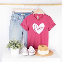 love heart valentine shirt - glitter heart shirt - cute valentine's outfit - women's valentine's shirt - valentine's tee