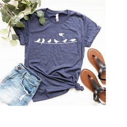 bird shirt - bird on wire - cute birds shirt - womens bird shirt - bird lover gift - bird birthday gift - mothers day gi