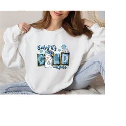 baby sweatshirt it is cold outside, cute vacation rabbit, christmas woman shirt, winter sweater christmas rabbit sweatsh