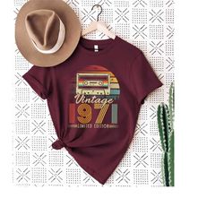 vintage 1971 limited edition cassette tape shirt, 51st birthday, 51st birthday gift, 51st birthday gift for women,51st b
