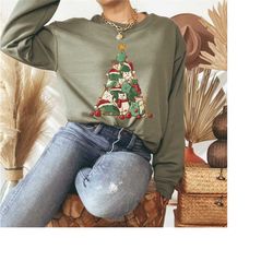 cat christmas sweater, meowy christmas sweatshirt, funny holiday crewneck, cute tee gift for cat mom, kitten cats tshirt