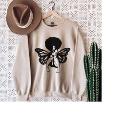 afro woman sweatshirt, afrocentric shirt, black girl magic sweater, black queen tshirt, nubian butterfly melanin t-shirt