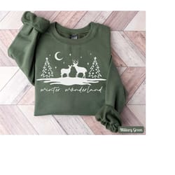 winter sweatshirt, women's christmas sweatshirt, minimalist christmas shirt, holiday sweater, deer xmas t-shirt, family