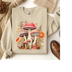 mushroom sweatshirt, botanical shirt, hippie shirt, mushroom shirt, nature shirt, funny mushroom shirt, groovy mushroom,