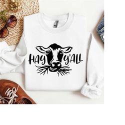 hay y'all cow sweater, cow gifts for her, welcome to the farm, cow sweater, highland cow shirt, cow sublimation, cow sig