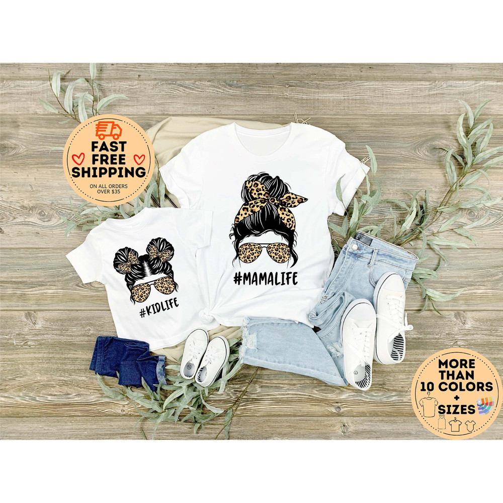 Messy Bun Mama Mini shirt, Matching Mommy and Me Shirt, Mama Life Shirt, Kid Life Shirt, Mommy and Me Outfits, Mom and Daughter Shirt.jpg