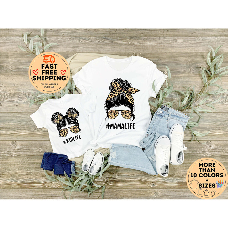 Messy Bun Mama Mini shirt, Matching Mommy and Me Shirt, Mama Life Shirt, Kid Life Shirt, Mommy and Me Outfits, Mom and Daughter Shirt.jpg