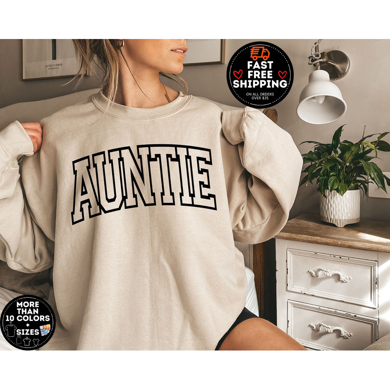 Retro Auntie Sweatshirt, Christmas Gift Auntie, Pregnancy reveal To Aunt, Pregnancy Announcement, Trendy Auntie Gifts, Aunt Crewneck.jpg