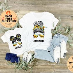 sunflower mama mini shirt, mom life shirt, kid life shirt matching mommy and me shirt, mommy and me outfits, mom and dau