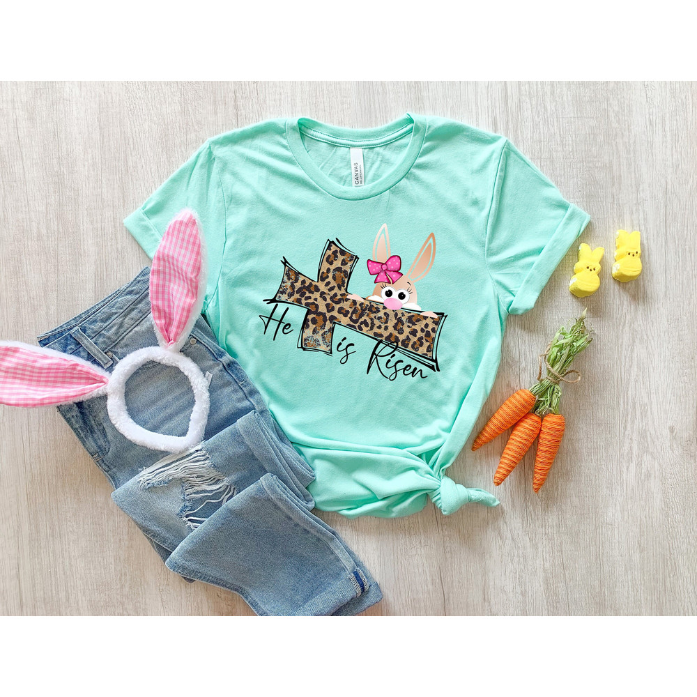 He Is Risen Shirt, Leopard Cross Shirt, Cute Bunny Shirt, Easter Jesus Shirt, Religious Easter Shirt, Jesus Christ Shirt, Happy Easter Shirt.jpg