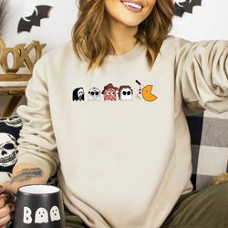 horror movie characters pacman sweatshirt, funny halloween sweatshirt, halloween woman sweatshirt, spooky halloween shir