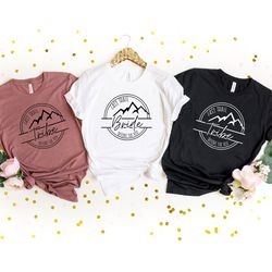 last trail before the veil shirt, bride tribe matching shirts, bridal shower gift shirt, mountain wedding party shirt, c