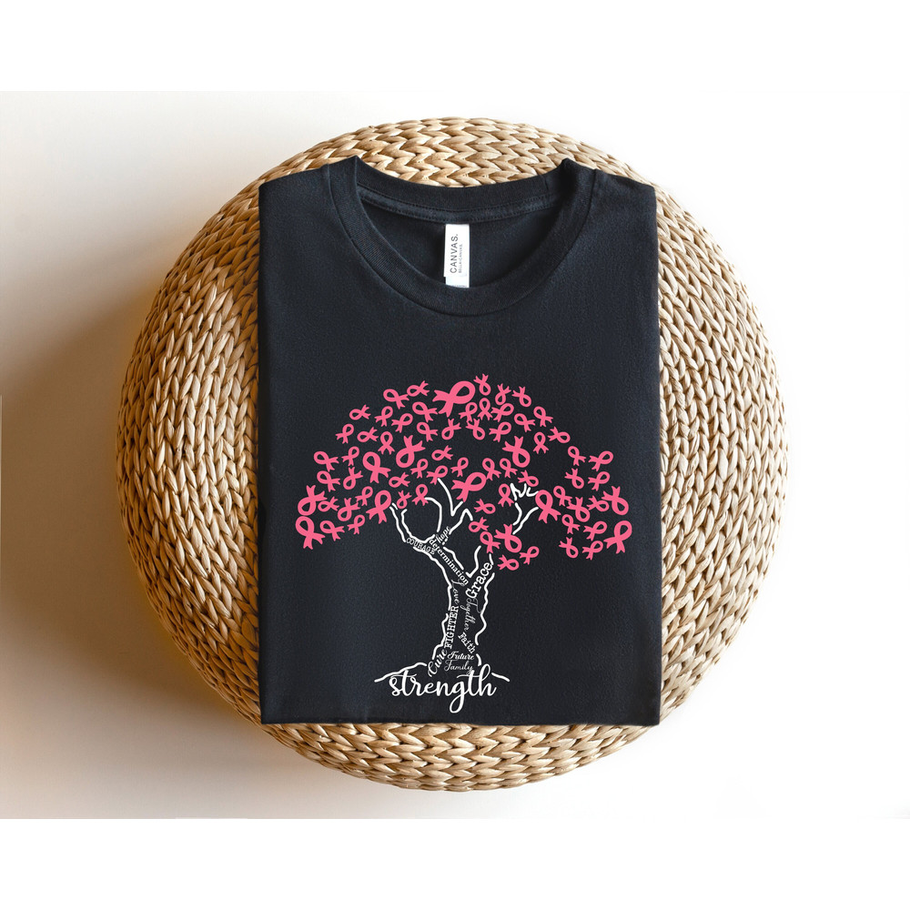 Pink Ribbon Tee Shirt, Strength Cancer Awareness, Cancer Family Support Shirt, Pink Ribbon Shirt, Cancer Fighter Shirt, Pink Day Sweatshirt.jpg