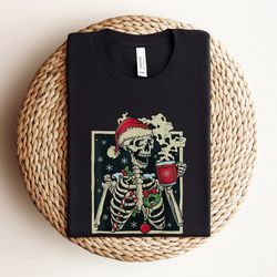 dead inside but jolly af shirt, dead inside skeleton christmas shirt, funny christmas shirt, christmas coffee shirt, chr