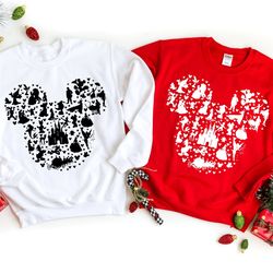 disney mickey mouse christmas sweatshirt, disney christmas hoodie, family christmas party, disney castle hoodie, christm