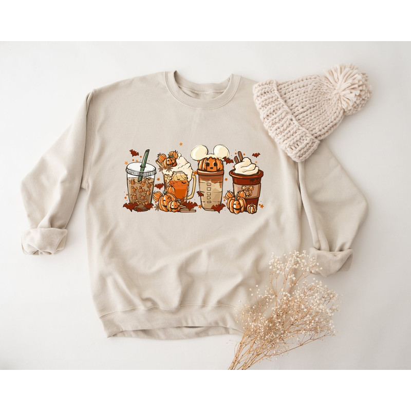 Fall Coffee Sweathirt, Cute Halloween Sweatshirt, Mickey Ears Coffee Lover Hoodie, Pumpkin Spice Latte Drink, Disney Halloween Sweatshirt.jpg