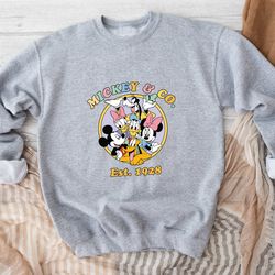 retro mickey and friends disneyworld est 1928 sweatshirt, disneyworld sweatshirt, 2023 family vacation hoodie, magic kin