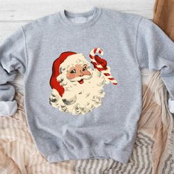 retro santa sweatshirt, cute christmas sweatshirt, women christmas santa sweatshirts, cute vintage santa sweatshirt, chr