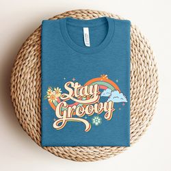 retro stay groovy shirt, preppy shirt, hippie summer shirt, hippie 70s summer shirt, peace sign shirt, summer shirt, ret