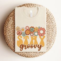retro stay groovy shirt, preppy shirt, vintage summer shirt, hippie 70s summer shirt, peace sign shirt, retro summer shi
