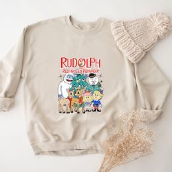 rudolph the red nosed reindeer christmas sweatshirt, rudolph xmas sweatshirt, rudolph christmas hoodie, vintage christma