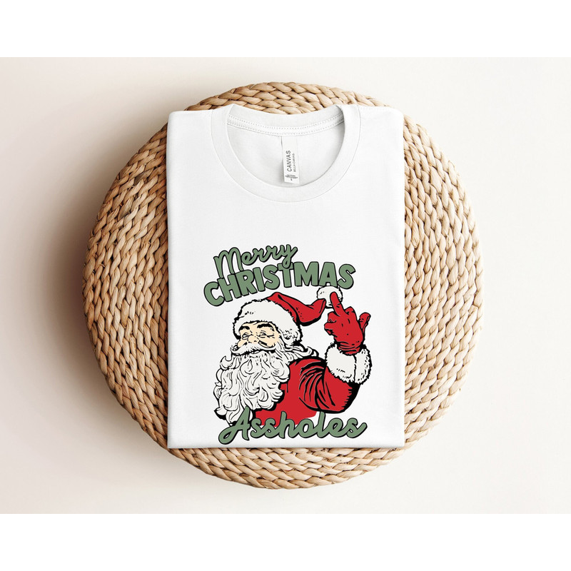 Santa Middle Finger Shirt, Merry Christmas Aholes Shirt, Funny Gift For Christmas, Nasty Santa Shirt, Funny Santa Claus Shirt, Xmas Shirt.jpg