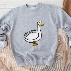 silly goose crewneck sweatshirt, unisex silly goose university sweatshirt, funny mens sweatshirt, funny gift for guys, f