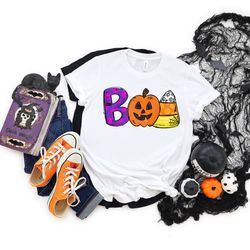 boo doodle letters shirt,halloween party, halloween tshirt,hocus pocus shirt,halloween funny tee,halloween dinosaur shir