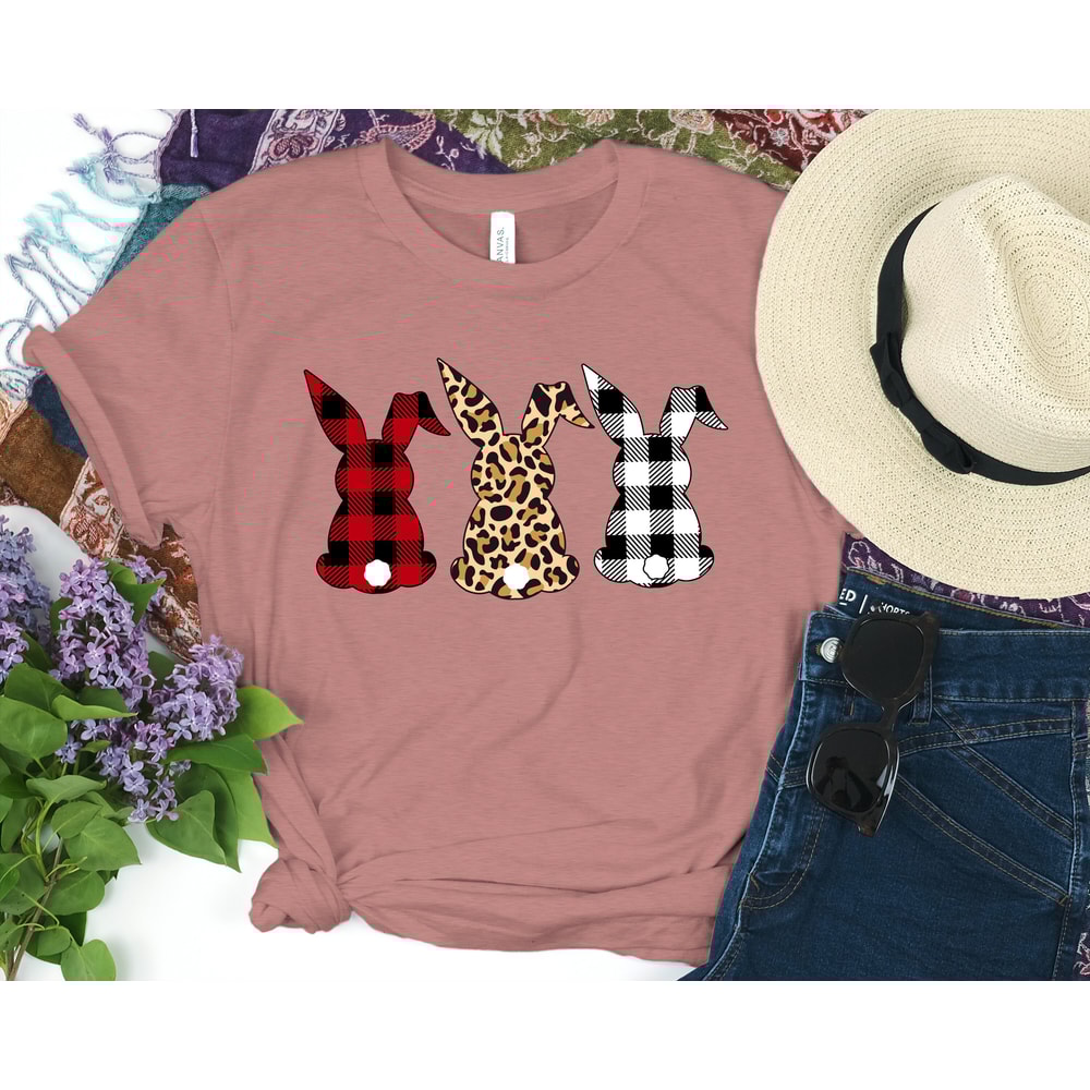 Buffalo Plaid Cheetah Easter Bunny Shirt,Easter Shirt For Woman,Easter Shirt,Easter Family Shirt,Easter Day,Easter Matching Shirt,Rabbit Tee.jpg