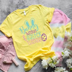 bunny kisses and easter wishes,cute easter shirts for women,womens easter shirt ,bunny shirt,family easter shirts,easter