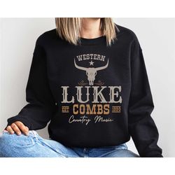 luke combs est 1990 t sweatshirt, concert hoodie, western luke combs bullhead tour 2024 merch, country music fan, cowboy