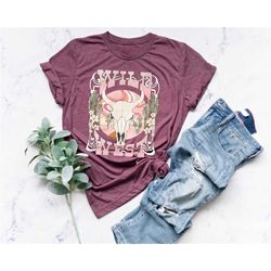 wild west shirt, bull skull boho tee, country western cowgirl shirt, desert cow skull shirt, rodeo tee, best gift for he