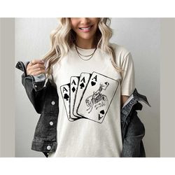 aces skeleton t-shirt, western shirt, southern shirt, country shirt, country girl, vintage tee, boho shirt, retro shirt,