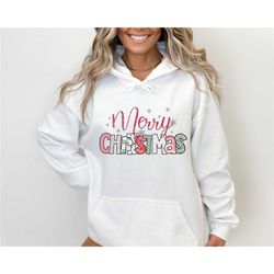 ladies merry christmas sweathirt & hoodie, women christmas sweatshirt, leopard print christmas sweatshirt, women holiday