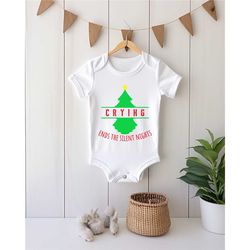 ends the silent night, baby announcement onesie, funny baby onesie, holiday baby onesie, christmas onesie, baby outfit,
