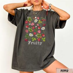 fruity subtle pride shirt, strawberry comfort colors tshirt, subtle bi pride crewneck, trans pride gift, pansexual tee,