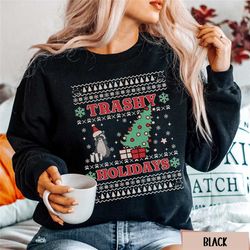 racoon ugly christmas sweater, trashy holidays racoon sweatshirt, funny trash panda crewneck, matching holiday racoon sh