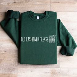 old fashioned sweatshirt, bourbon lover crewneck, bartender gift, preppy cocktail shirt, whiskey drinking sweater alcoho