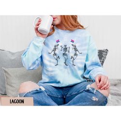 tie-dye bi pride sweatshirt funny goth bisexual skeleton sweater subtle bi pride gift halloween bisexual flag shirt tie