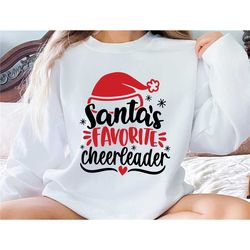 santa's favorite cheerleader sweatshirt, christmas cheerleader sweatshirt, cheerleader mom sweatshirt, christmas gift,