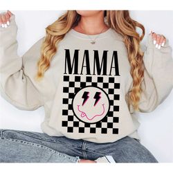 retro mama sweatshirt, cute mom sweatshirt, mom life sweatshirt, mama sweatshirt, mama smiley face sweatshirt, new mama