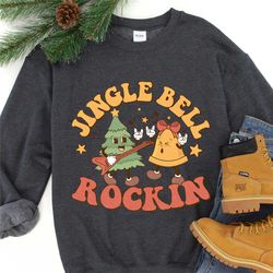 jingle bell rockin sweatshirt, retro christmas sweatshirts, christmas gift for her, women's christmas sweater, rocking a