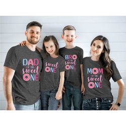 family matching sweet one donut girl birthday shirts, sweet one birthday, donut grow up, birthday party, first birthday