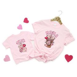 mama mini matching valentines shirt, valentine day gift, retro valentines tee, mama and mini coffee gift, matching valen